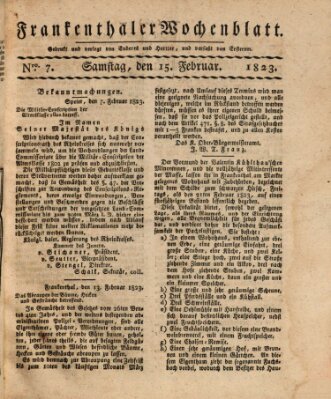 Frankenthaler Wochen-Blatt Samstag 15. Februar 1823
