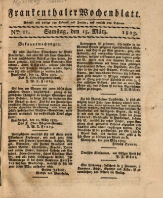 Frankenthaler Wochen-Blatt Samstag 15. März 1823