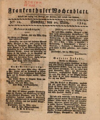Frankenthaler Wochen-Blatt Samstag 20. März 1824