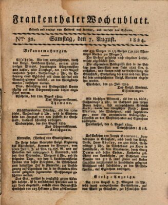 Frankenthaler Wochen-Blatt Samstag 7. August 1824