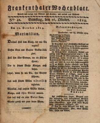 Frankenthaler Wochen-Blatt Samstag 16. Oktober 1824