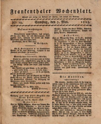 Frankenthaler Wochen-Blatt Samstag 7. Mai 1825