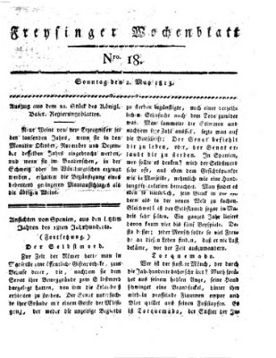 Freisinger Wochenblatt Sonntag 2. Mai 1813