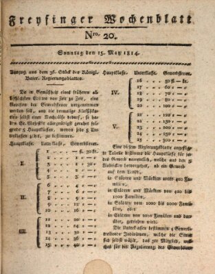 Freisinger Wochenblatt Sonntag 15. Mai 1814