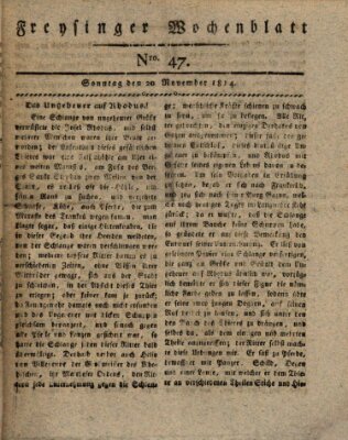 Freisinger Wochenblatt Sonntag 20. November 1814