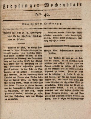 Freisinger Wochenblatt Sonntag 15. Oktober 1815