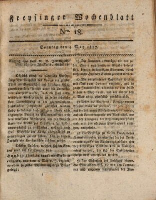 Freisinger Wochenblatt Sonntag 4. Mai 1817