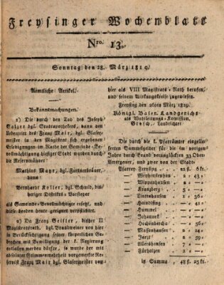 Freisinger Wochenblatt Sonntag 28. März 1819