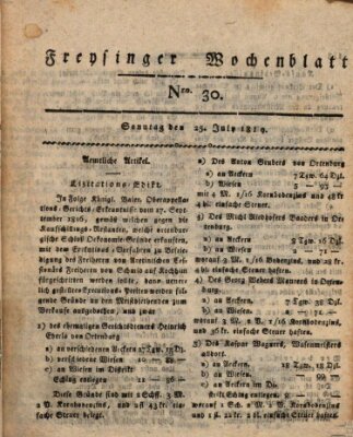 Freisinger Wochenblatt Sonntag 25. Juli 1819