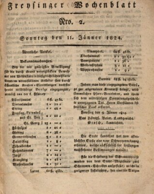 Freisinger Wochenblatt Sonntag 11. Januar 1824