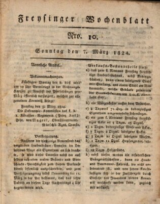Freisinger Wochenblatt Sonntag 7. März 1824