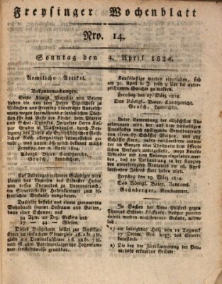 Freisinger Wochenblatt Sonntag 4. April 1824