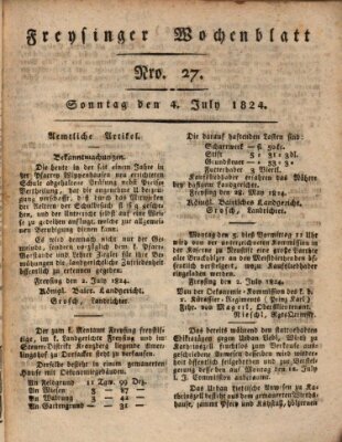Freisinger Wochenblatt Sonntag 4. Juli 1824