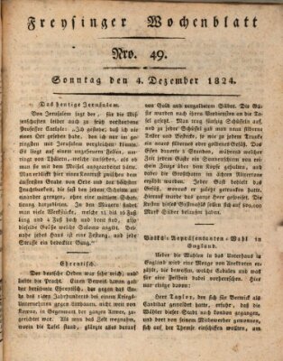 Freisinger Wochenblatt Samstag 4. Dezember 1824