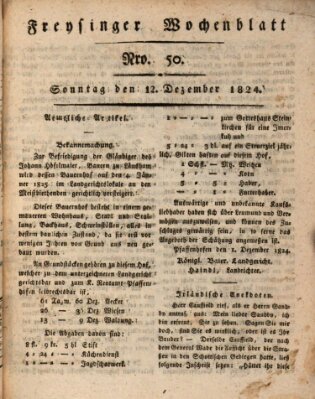 Freisinger Wochenblatt Sonntag 12. Dezember 1824