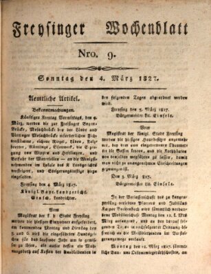 Freisinger Wochenblatt Sonntag 4. März 1827