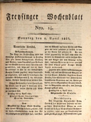 Freisinger Wochenblatt Sonntag 8. April 1827