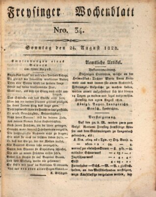 Freisinger Wochenblatt Sonntag 24. August 1828