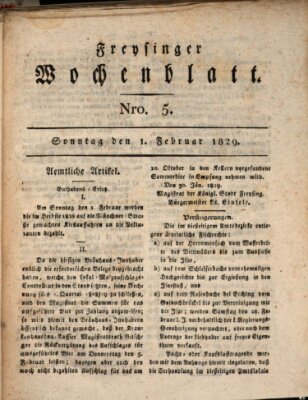 Freisinger Wochenblatt Sonntag 1. Februar 1829