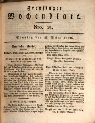 Freisinger Wochenblatt Sonntag 28. März 1830