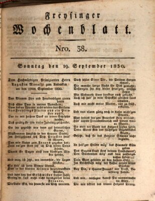 Freisinger Wochenblatt Sonntag 19. September 1830