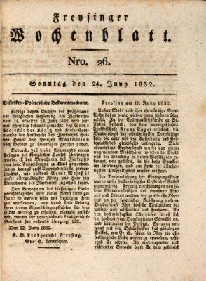 Freisinger Wochenblatt Sonntag 24. Juni 1832