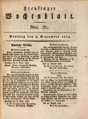 Freisinger Wochenblatt Sonntag 9. September 1832