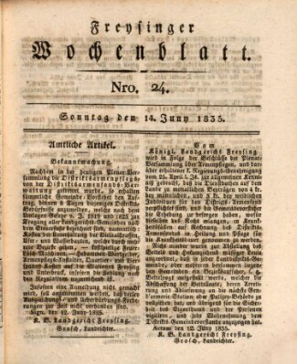 Freisinger Wochenblatt Sonntag 14. Juni 1835