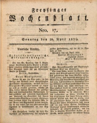 Freisinger Wochenblatt Sonntag 24. April 1836
