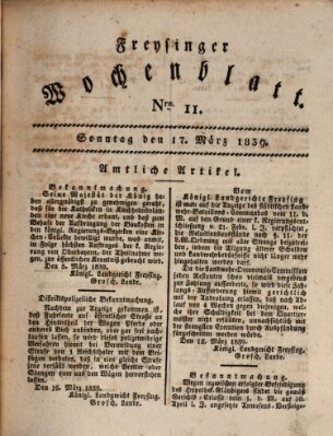 Freisinger Wochenblatt Sonntag 17. März 1839