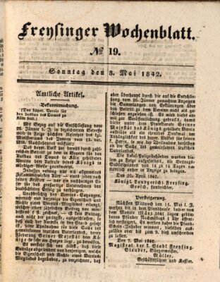 Freisinger Wochenblatt Sonntag 8. Mai 1842