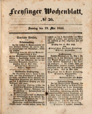 Freisinger Wochenblatt Sonntag 19. Mai 1844