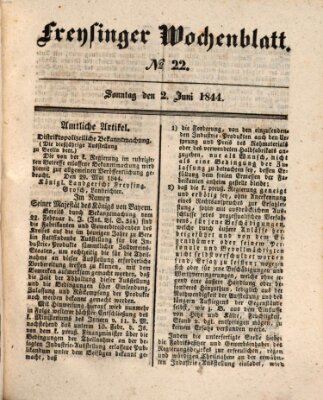 Freisinger Wochenblatt Sonntag 2. Juni 1844