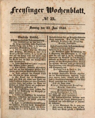 Freisinger Wochenblatt Sonntag 23. Juni 1844