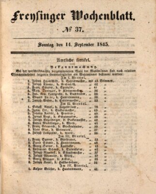 Freisinger Wochenblatt Sonntag 14. September 1845