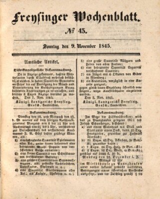 Freisinger Wochenblatt Sonntag 9. November 1845