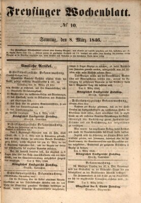 Freisinger Wochenblatt Sonntag 8. März 1846