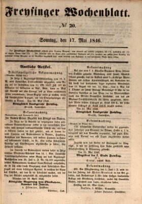 Freisinger Wochenblatt Sonntag 17. Mai 1846