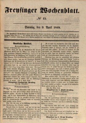 Freisinger Wochenblatt Sonntag 9. April 1848