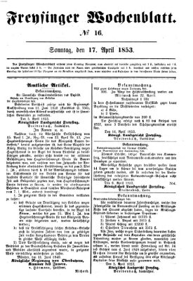 Freisinger Wochenblatt Sonntag 17. April 1853