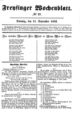 Freisinger Wochenblatt Sonntag 11. September 1853