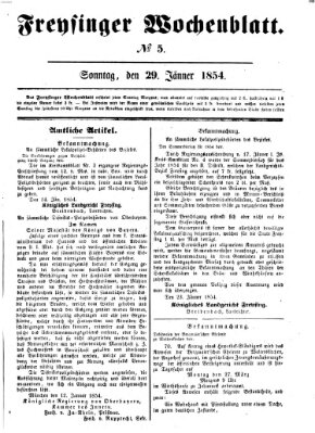 Freisinger Wochenblatt Sonntag 29. Januar 1854