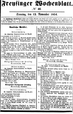 Freisinger Wochenblatt Sonntag 12. November 1854