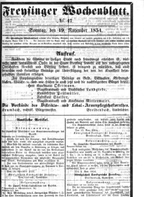 Freisinger Wochenblatt Sonntag 19. November 1854