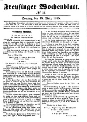 Freisinger Wochenblatt Sonntag 18. März 1855