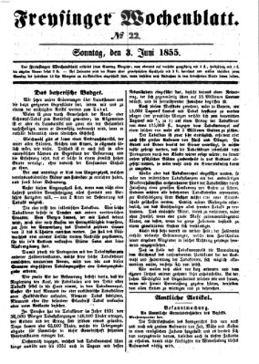 Freisinger Wochenblatt Sonntag 3. Juni 1855