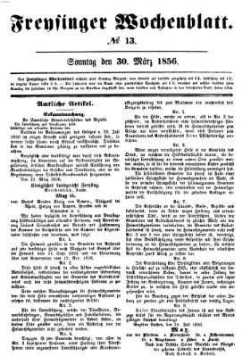 Freisinger Wochenblatt Sonntag 30. März 1856