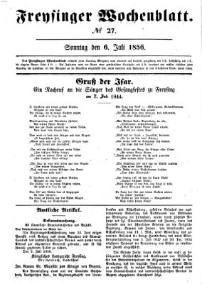 Freisinger Wochenblatt Sonntag 6. Juli 1856