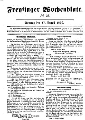 Freisinger Wochenblatt Sonntag 17. August 1856