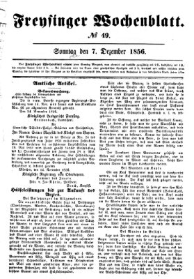 Freisinger Wochenblatt Sonntag 7. Dezember 1856